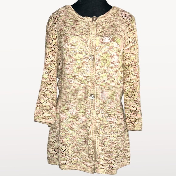 North Style open design knit button up cardigan mother of Pearl buttons - Picture 1 of 5